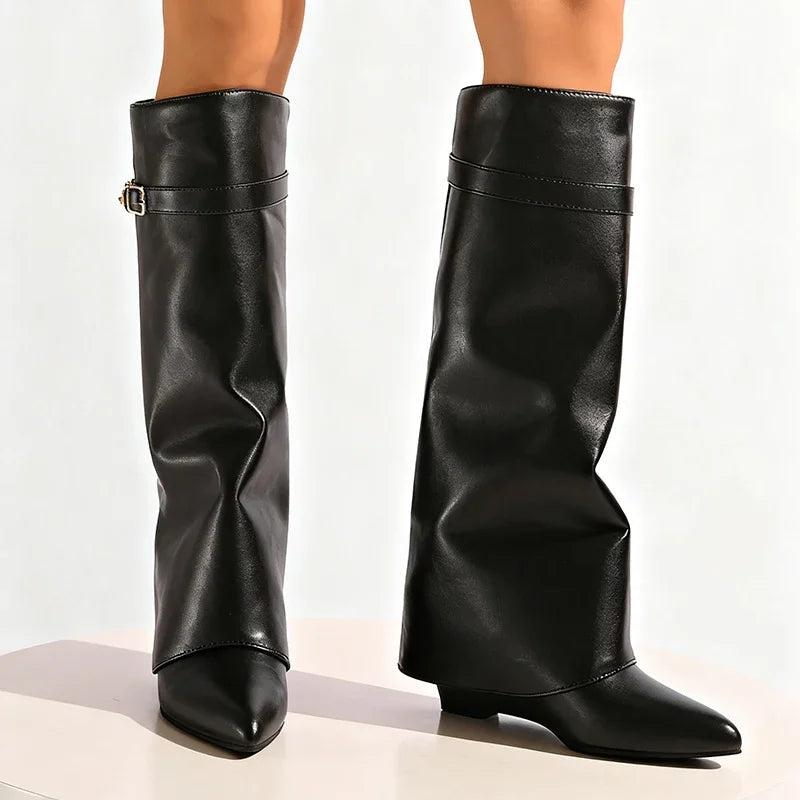 PU Leather Knee High Boots | Meri