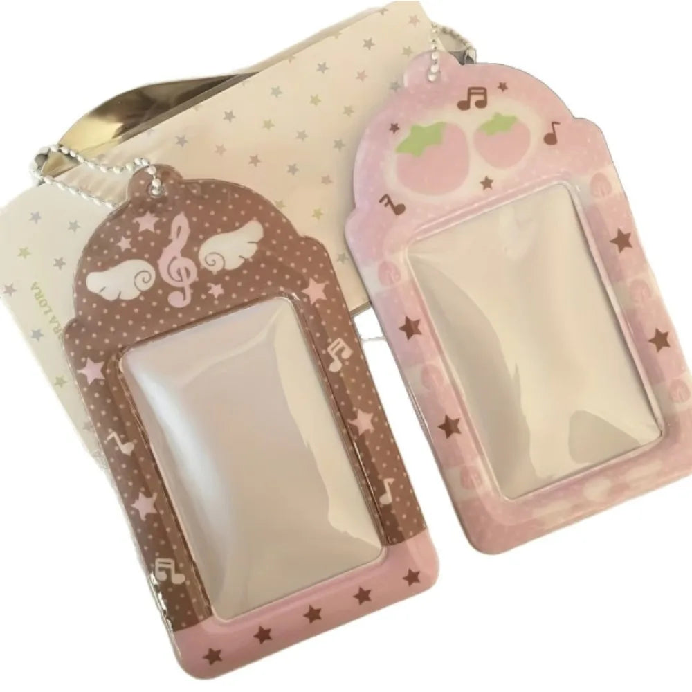 Cute Strawberry Card Holder 3 Inch Sweet Pink Kpop Photocard Holder Idol Photo Card Protective Sleeves Couple Photo Dispaly Case