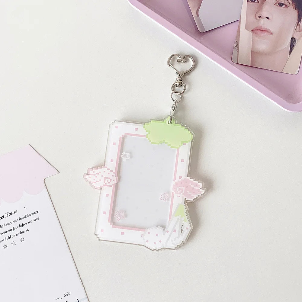 3 inch Acrylic Fruit Wings Kpop Photocard Holder Photo Card Holder Bag Pendant School Stationery