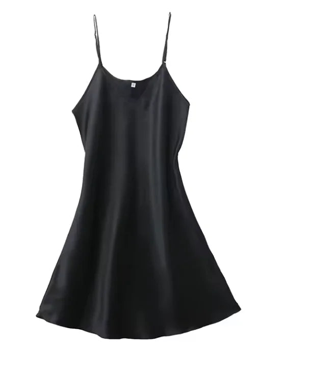 Solid Silky V-Neck Sleeveless Mini Nightgown | Inspired by Neslihan Atagül