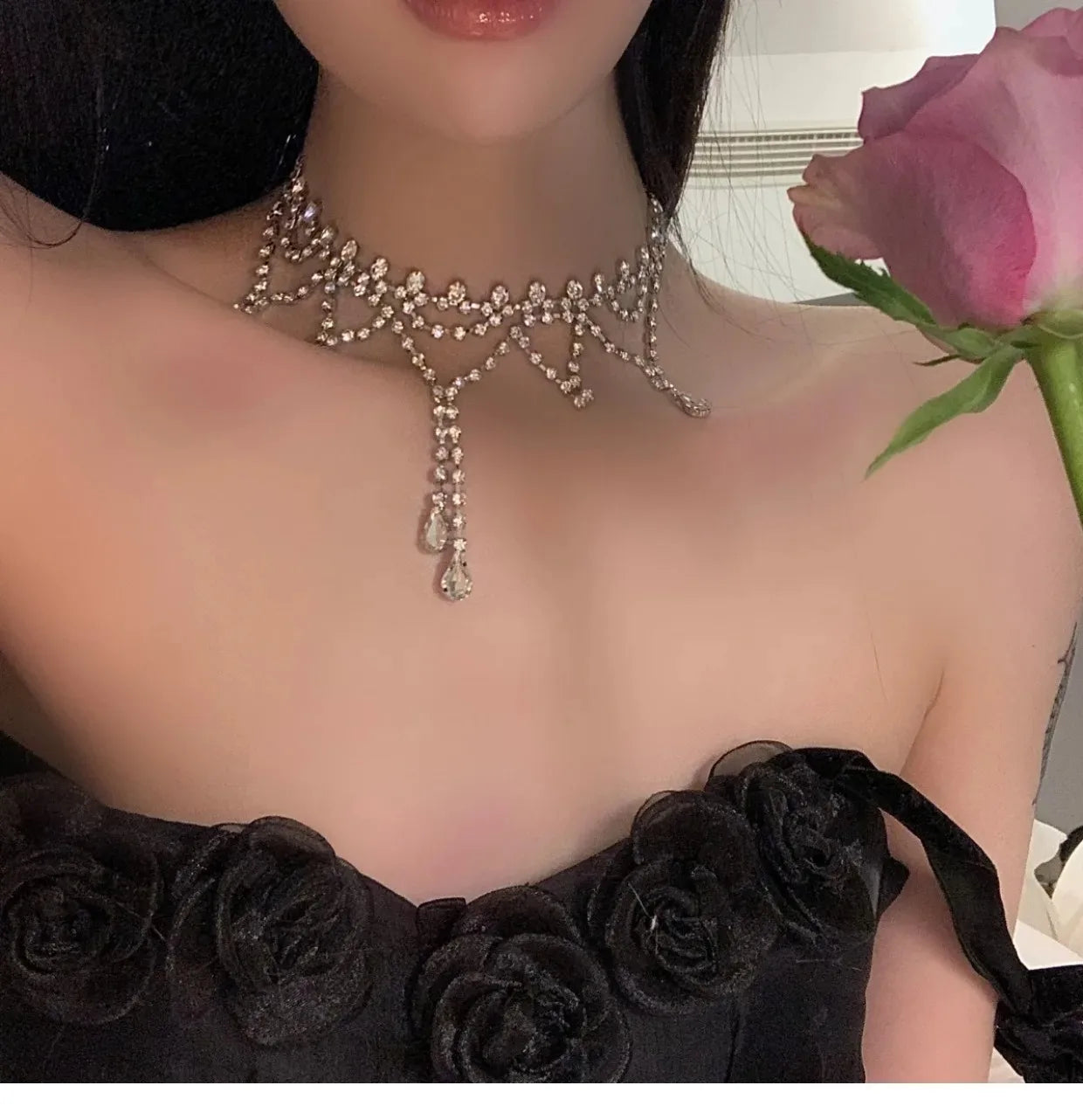 New exquisite zircon necklace temperament fairy choker accessories sweet cool women's chain collar women's clavicle chain
