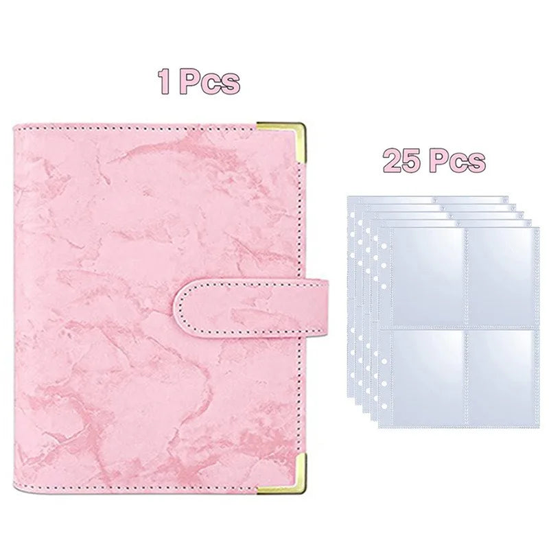 Kpop Photocard Binder with 25 pages 4-Pocket Card Collector Album with 200 Card Slots PU Leather Cover Organizing Cards