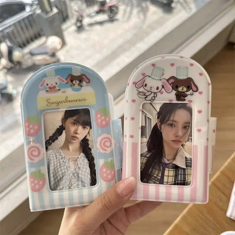 3 Inch Kpop Binder Photocard Holder Keychains Bunny Sleeves Instax Mini Photo Album for Photographs Korea Idol Card Collect Book