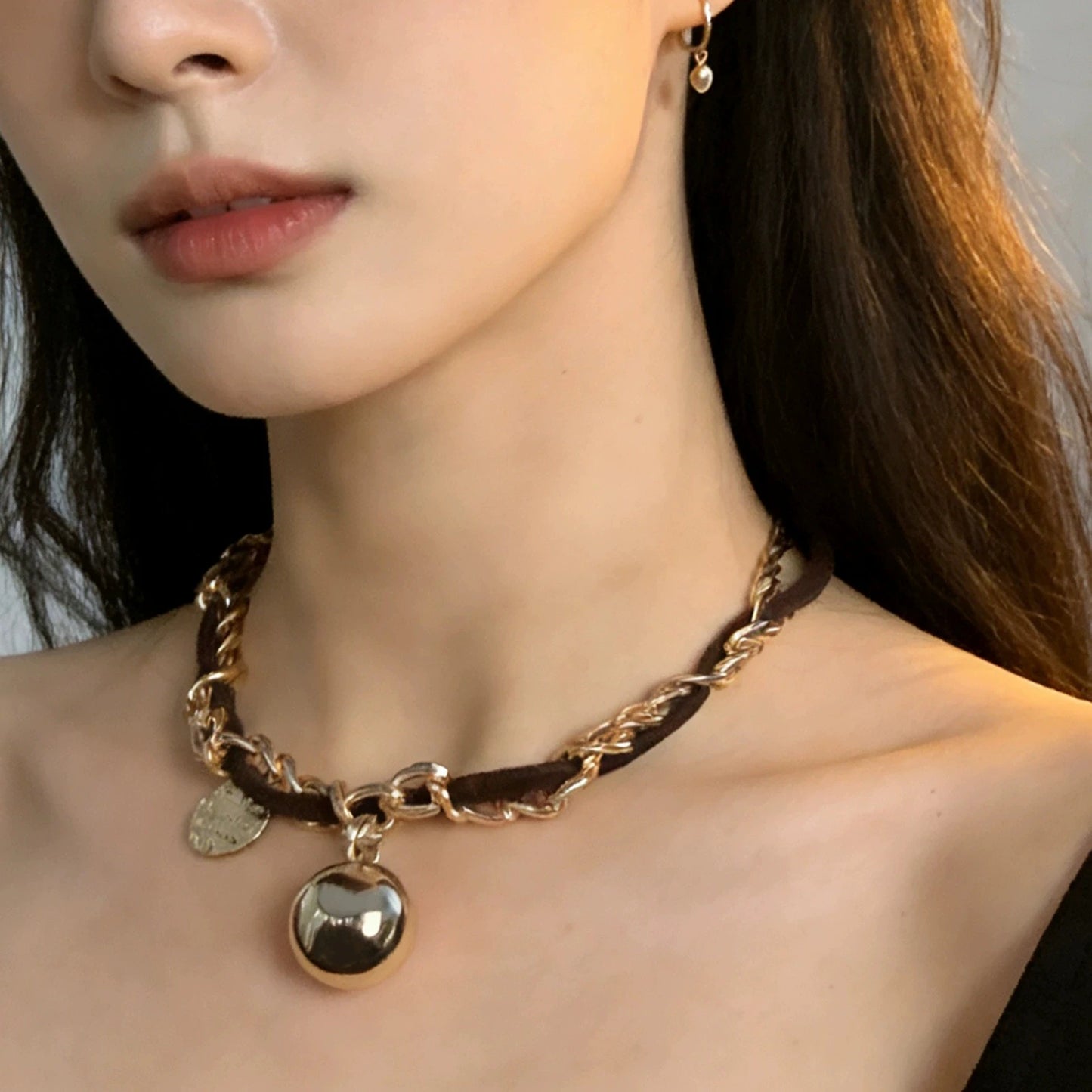 New Vintage Butterfly Bowknot Flower Love Heart Pendant Brown Choker Necklace Jewelry For Women Trendy Neck Charm Accessories