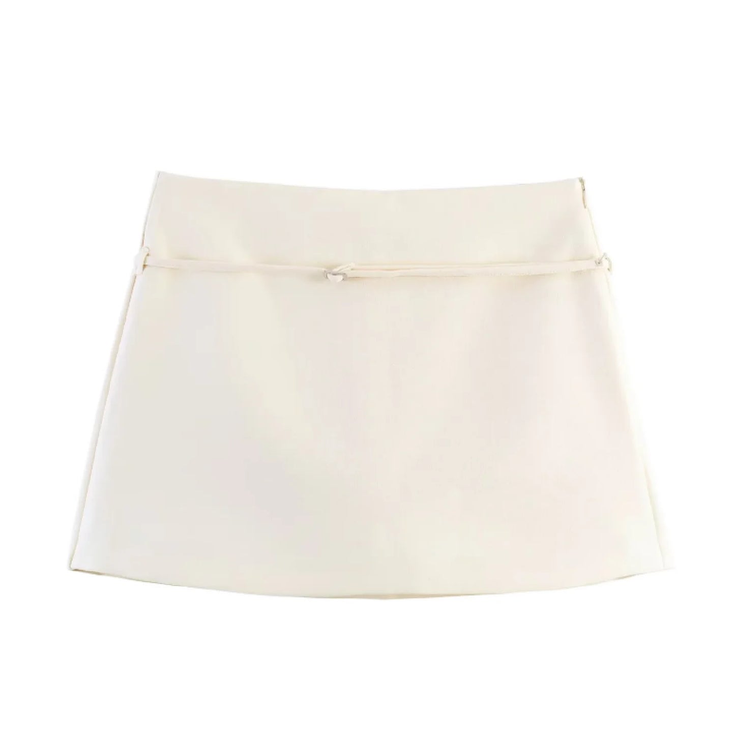 Spring Summer Women A Line Mini Skirt High Waist Solid Elegant Slim Fit Commute Skirt with Belt Office Lady Female