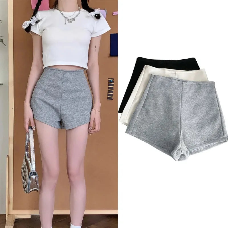 Women's Fashion High-Waisted Shorts New Solid Color Stretchy Slim Shorts Casual Streetwear Must-Have