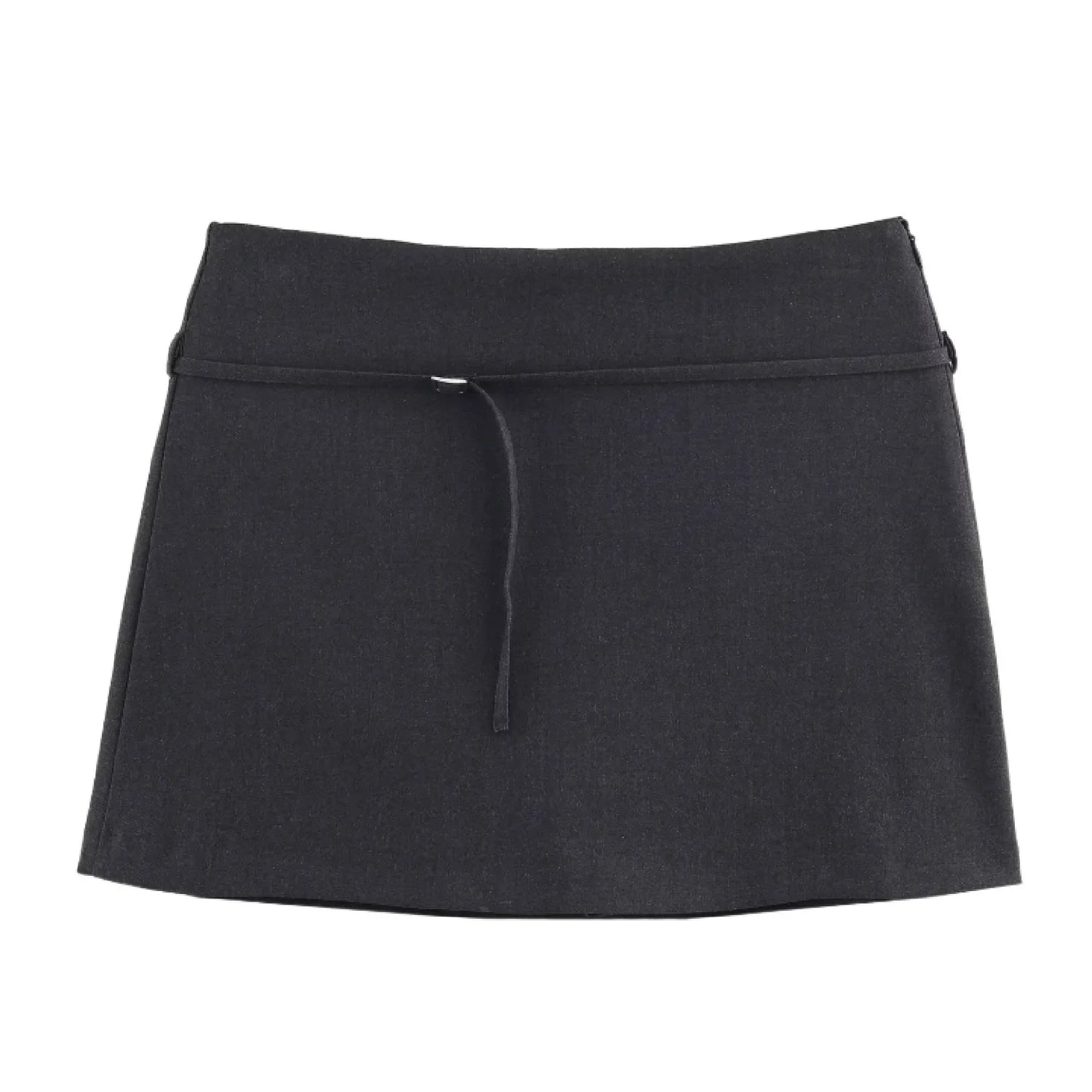 Spring Summer Women A Line Mini Skirt High Waist Solid Elegant Slim Fit Commute Skirt with Belt Office Lady Female