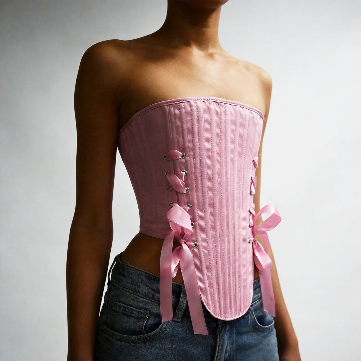 Satin Boned Corset Bustier Body Shaping Bodice | Inspired by Özge Törer