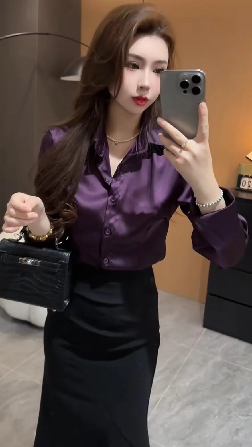 Autumn New Shirts & Blouse Women Solid Color Long Sleeve Satin Tops Thin Office Lady Clothes High-end Korean Female Shirt 2025