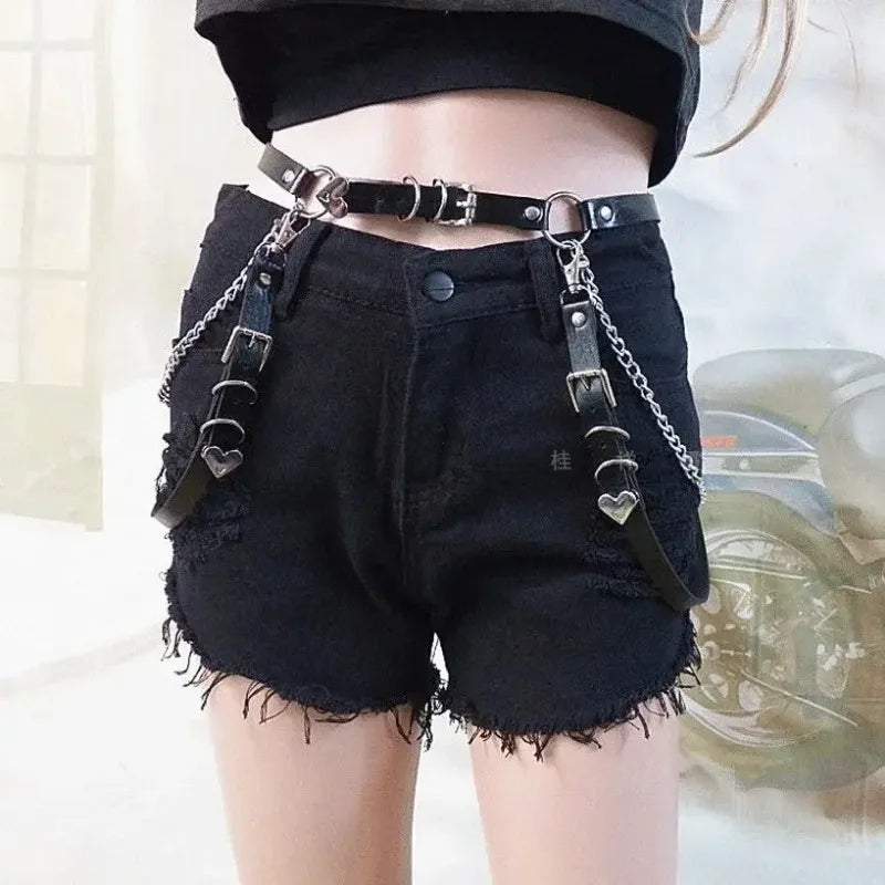 Heart Punk PU Leather Belt with Waist Chain | Inspired by Rosé