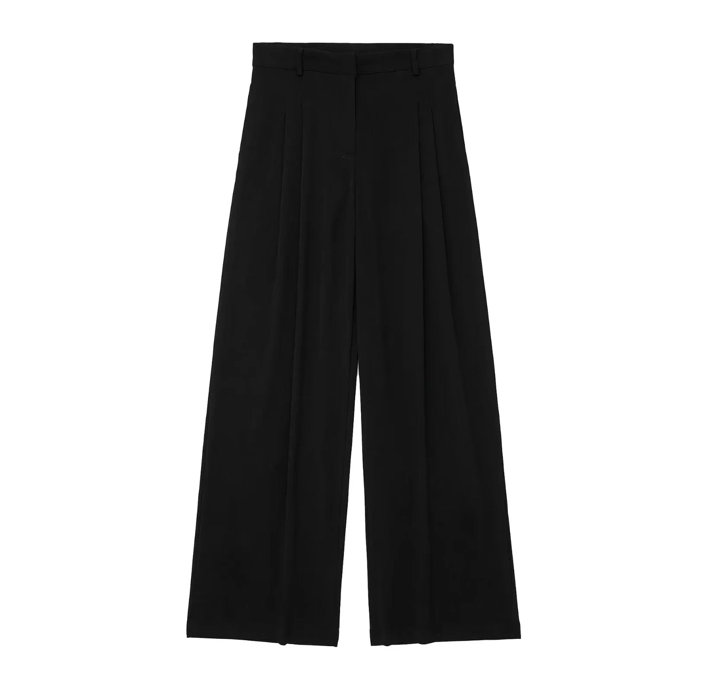 HH 2024 Female Elegant 2 Piece Solid Set High Waist Straight Trousers+Sleeveless Halter Vest Tops Chic Commuting Suit