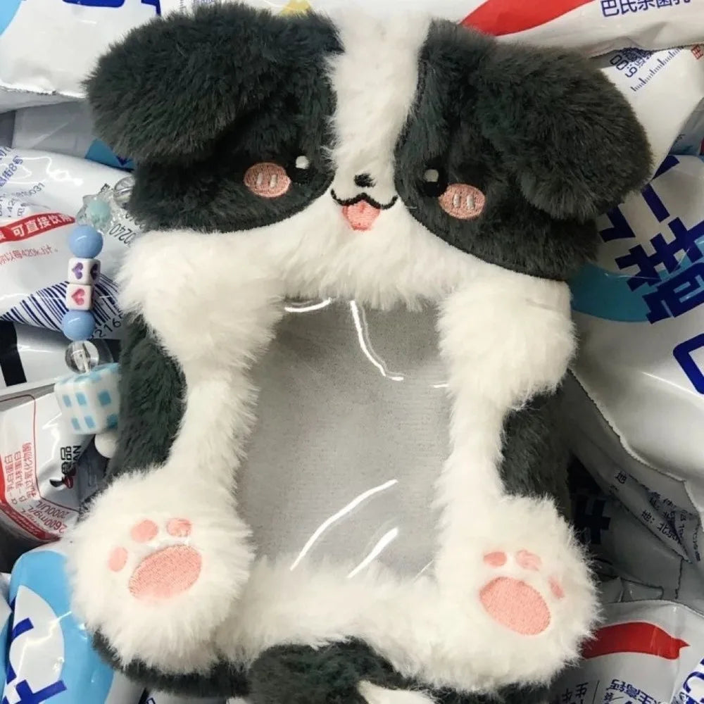 Cartoon Multifunctional Photocard Case Plush Big Eared Rabbit/Border Collie Card Case Rabbit/Dog/Cat Photo Card Holder Students