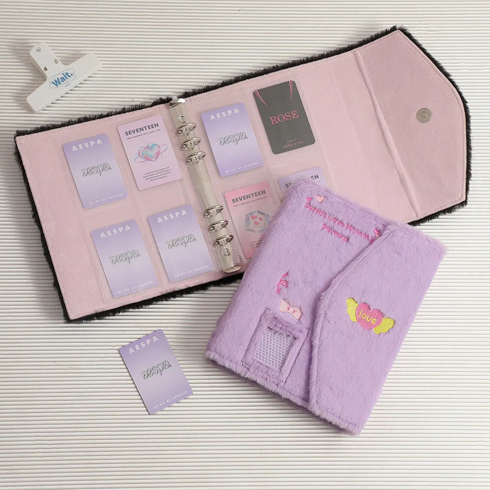 Cartoon Plush A5 Kpop Binder Photocard Holder Idol Photo Album Photocards Collect Book Kawaii School Stationery Picture Albums