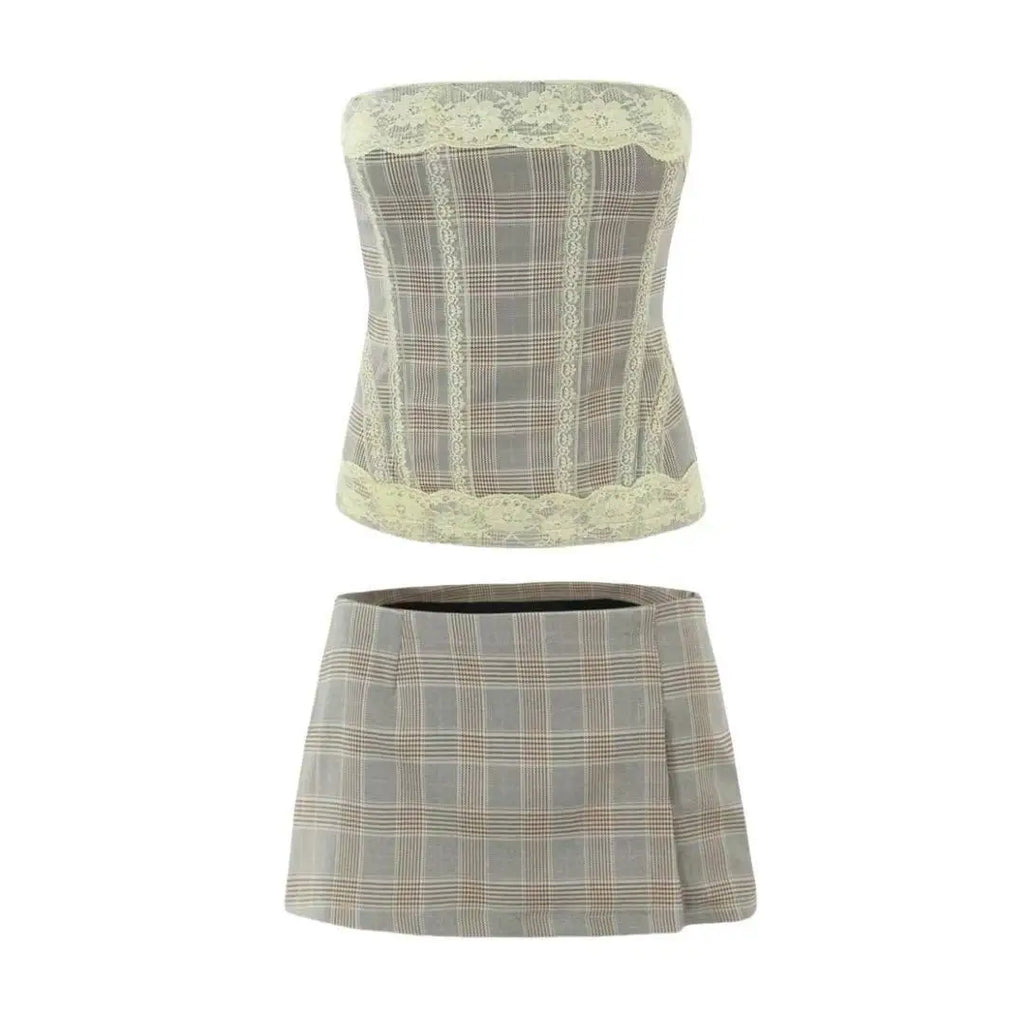 Off-Shoulder Strapless Check Corset Top | Inspired by Manon