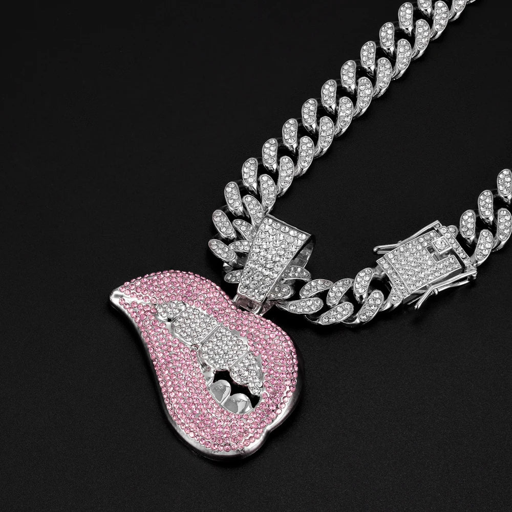 Iced Out Lip Pendant Necklace | Inspired by Özlem