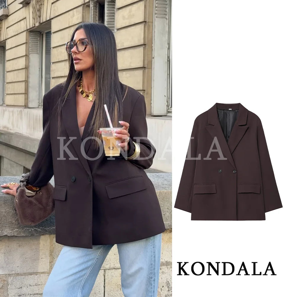 Double-Breasted Notched Collar Blazer Jacket | Inspired by Pınar Deniz