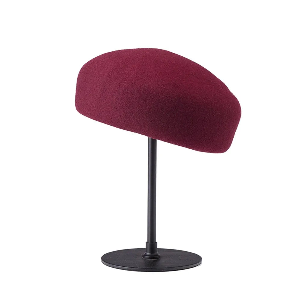 New Britain Elegant 100% Wool Felt Blocked Berets for Women Kids Bread Pumpkin Fedoras Ladies Autumn Winter Simple Painter Hat