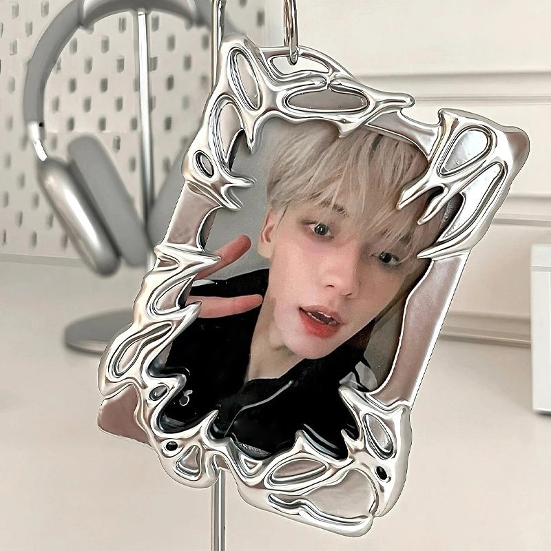Electroplate Photocard Holder Kpop Photo Card Frame Idol Photo Display Stand Kpop Photo Card Protector Storage Packaging Box