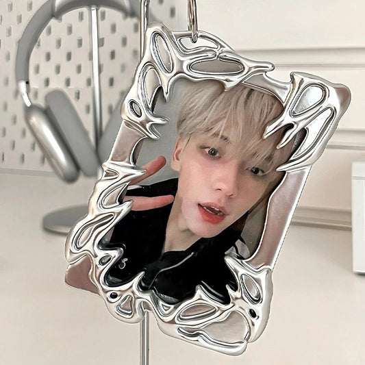 Electroplate Photocard Holder Kpop Photo Card Frame Idol Photo Display Stand Kpop Photo Card Protector Storage Packaging Box