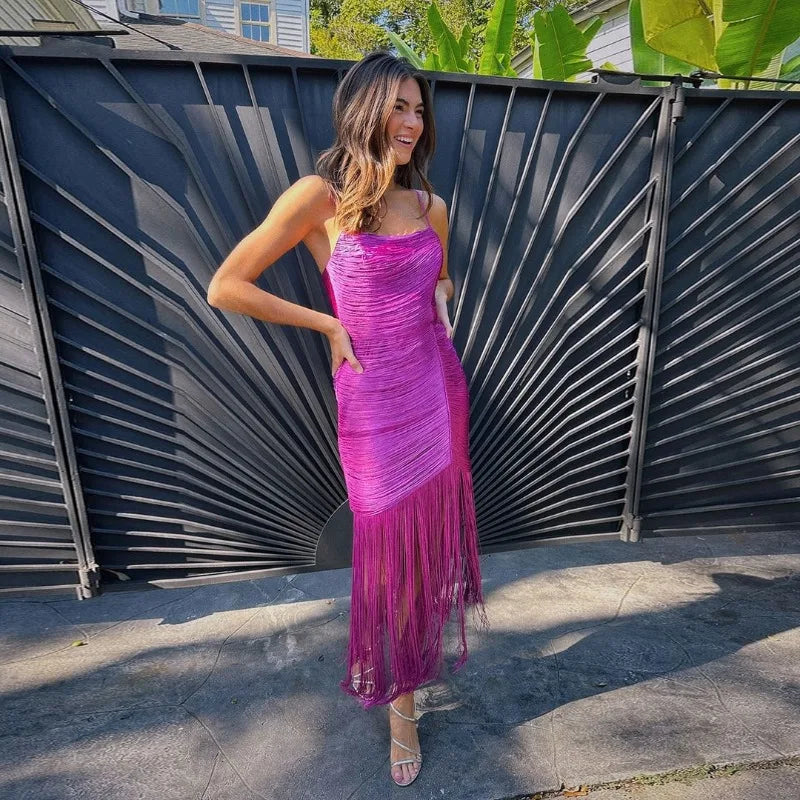 Off-the-Shoulder Slim Asymmetrical Bandage Mid-Calf Party Dress | Inspired by Beren Saat