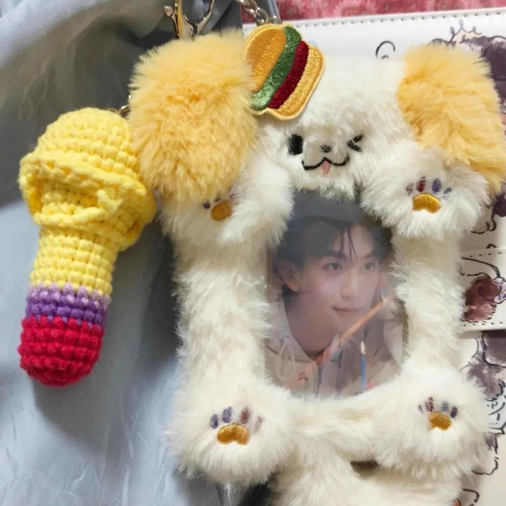 Cartoon Multifunctional Photocard Case Plush Big Eared Rabbit/Border Collie Card Case Rabbit/Dog/Cat Photo Card Holder Students