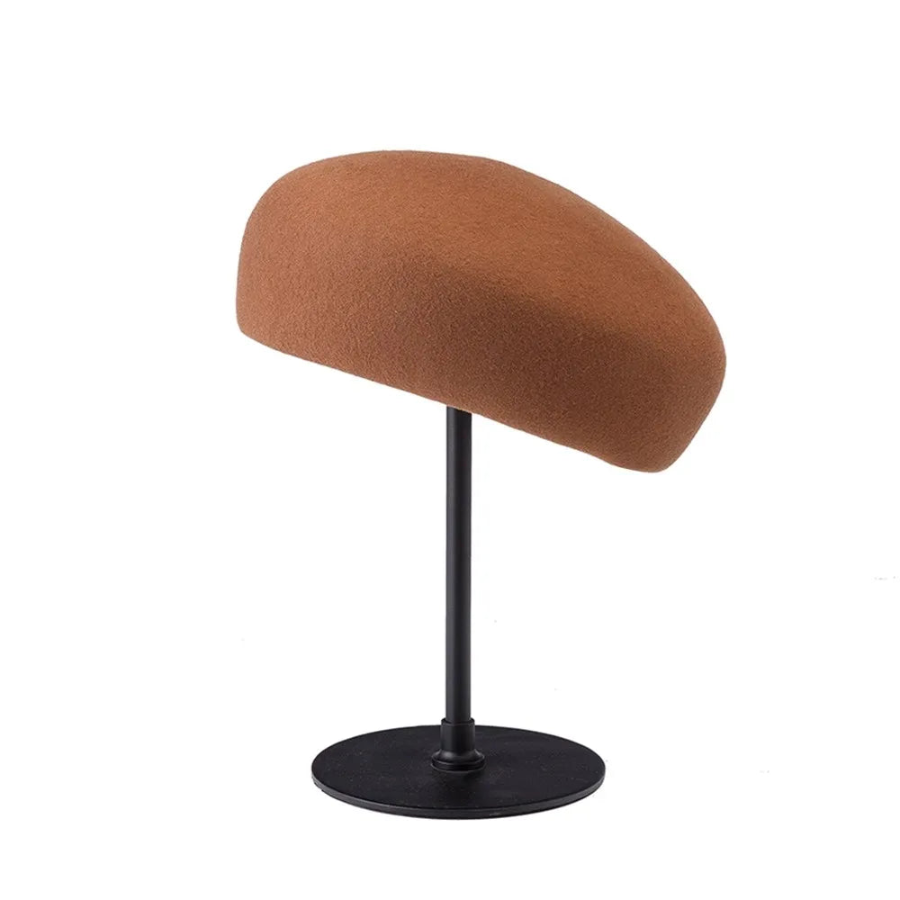 New Britain Elegant 100% Wool Felt Blocked Berets for Women Kids Bread Pumpkin Fedoras Ladies Autumn Winter Simple Painter Hat