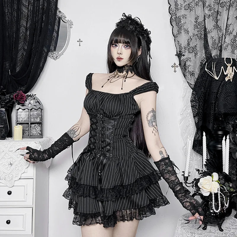 Lolita Striped Corset Mini Dress | Inspired by Zeynep Oktay