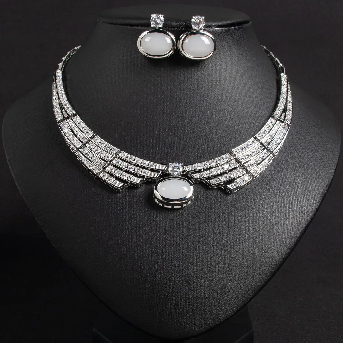 Oil Painting CZ Necklace & Earrings Jewelry Set | Inspired by Esra Bilgiç