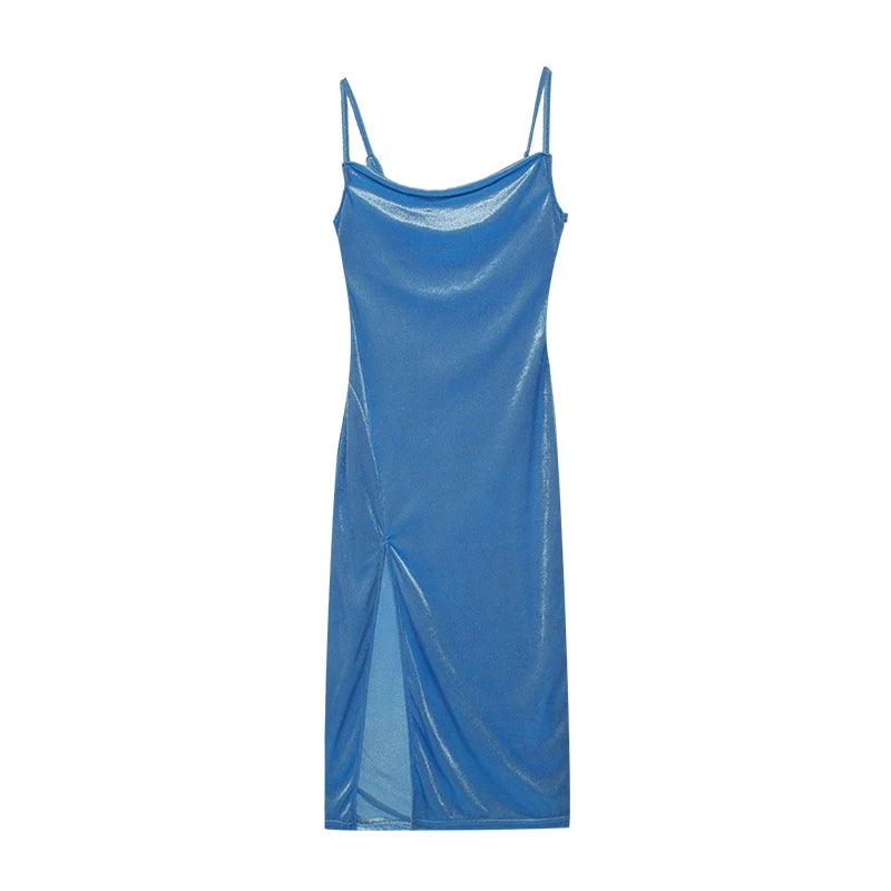 Slim Fit Slit Strap Ankle-Length Sheath Dress | Inspired by Özge Törer