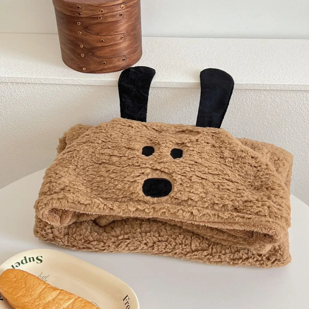 Winter Kawaii Bear Hooded Blanket Soft Keep Warm Blanket Shawl Throw Blanket Fleece Material Wearable Blanket Winter Season