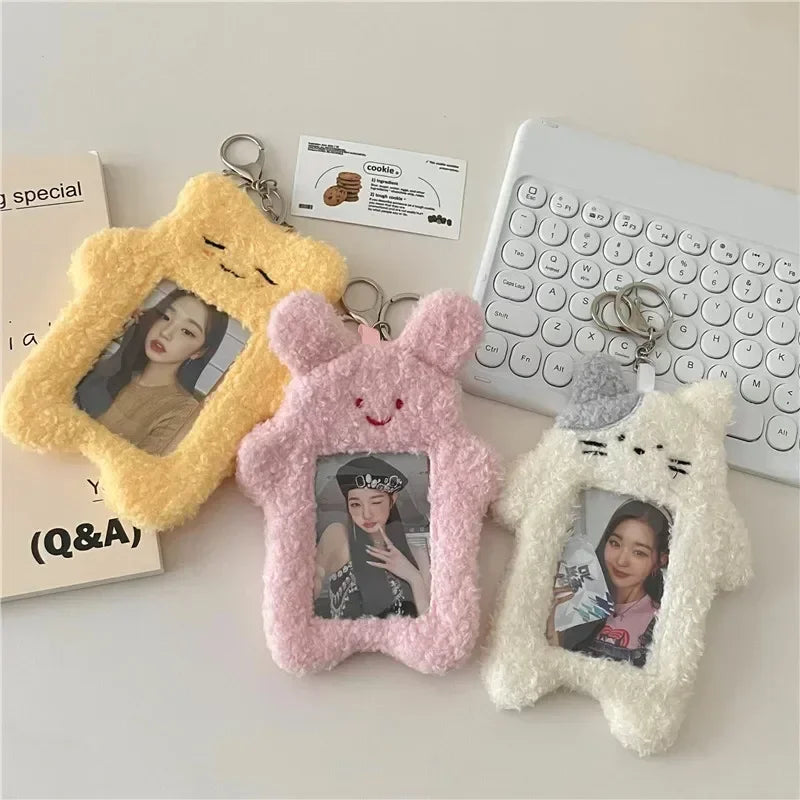 Kawaii Plush Photocard Holder Keychain
