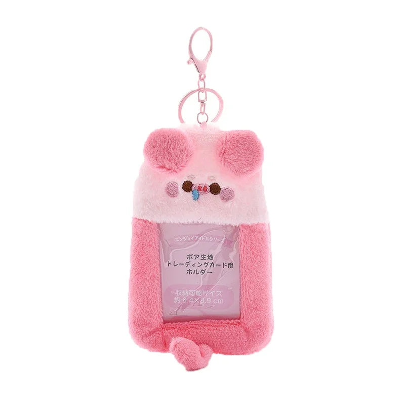 3 Inch Kpop Binder Plush Photocards Holder Keychains Hamster Cat Bear Panda Instax Mini Photo Album for Photographs Korea Idol