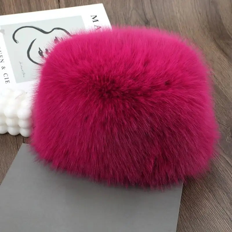 New Fluffy Fur Women's Winter Hat Winter Snow Ski Cap Female Faux Fur Thick Warm Windproof Hat Russian Hat Mink Fisherman's Hat
