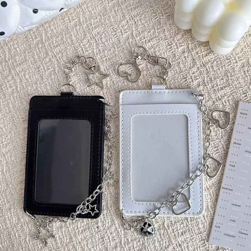Kpop Photocard Holder PU Leather Photo Card Holder Idol Photocards Cover ID Card Sleeves Bag Charms Keychain Photo Album