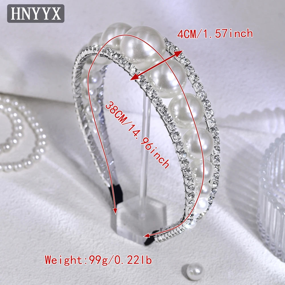 HNYYX Luxury Wedding Headband Full Pearl Hair Accessories Fashion Girls' Hairbands Women Bridal Headwear Jewelry Headpiece A263