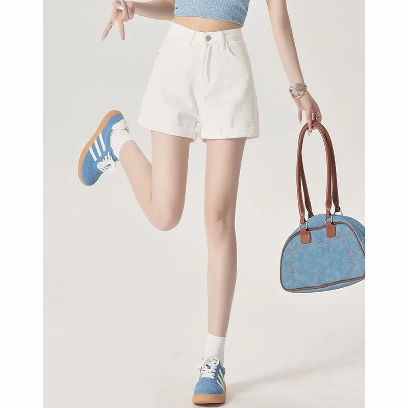 Korean High Waist Slim Denim Shorts | Inspired by Neslihan Atagül
