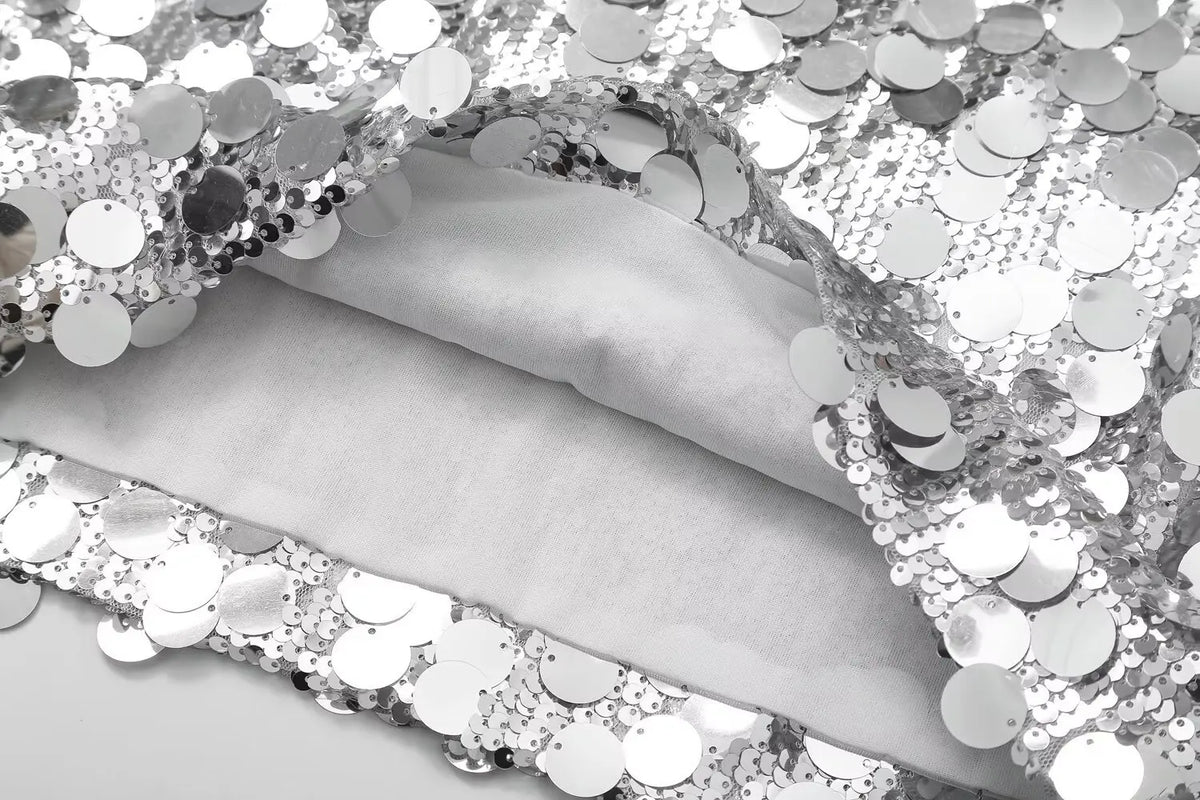 Sequined Solid Side-Zipper High-Waist Mini Skirt | Inspired by Winter