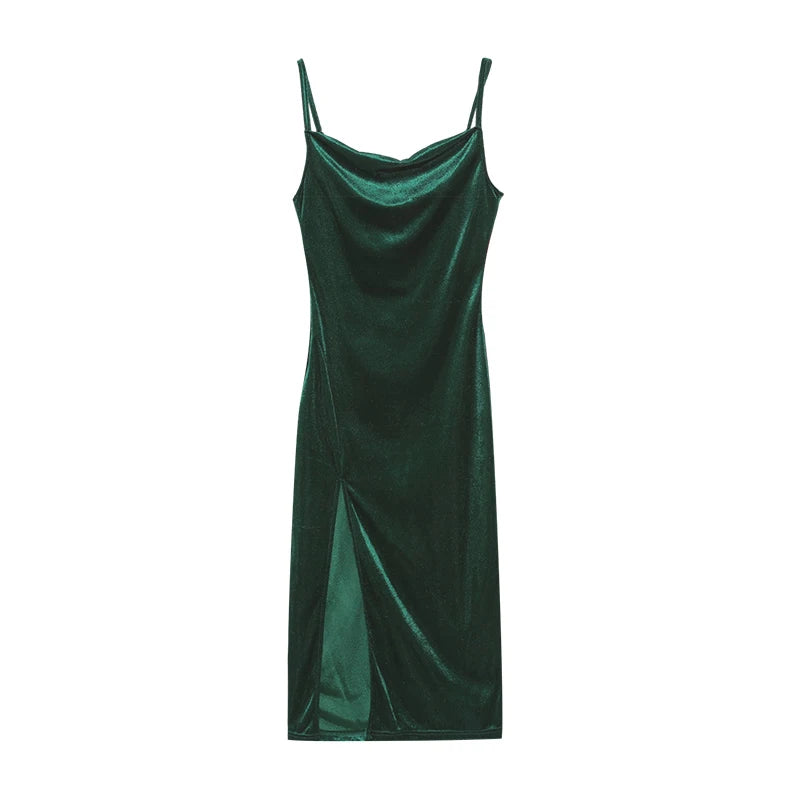 Slim Fit Slit Strap Ankle-Length Sheath Dress | Inspired by Özge Törer