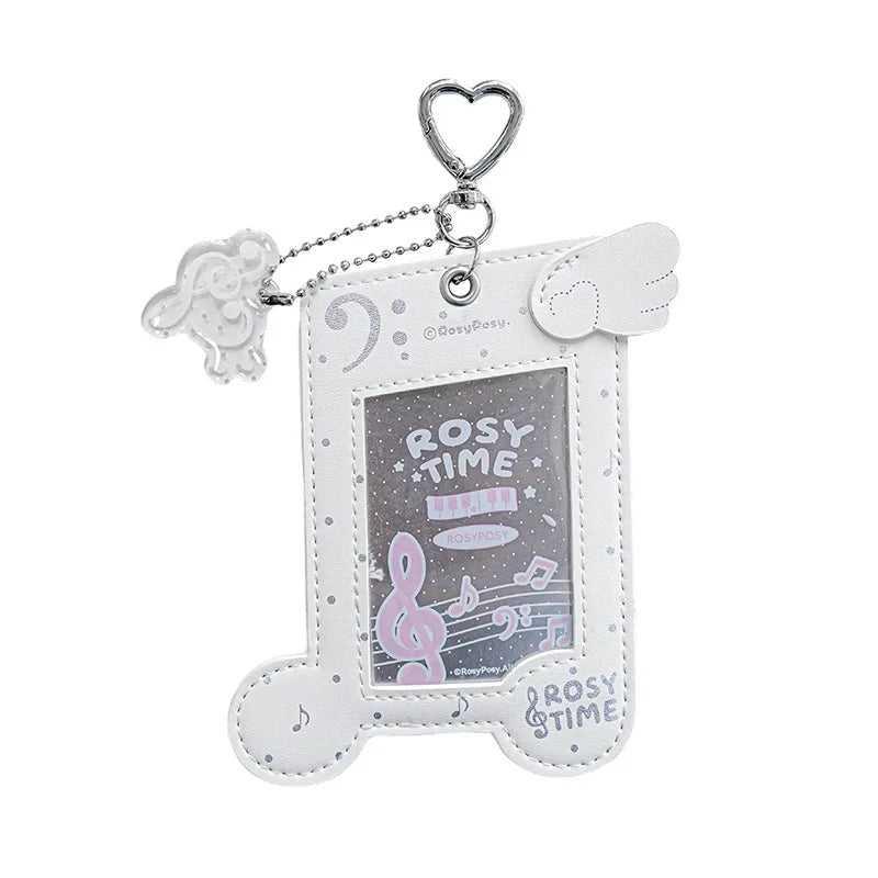 Musical Photocard Holder PU Leather Photo Card Sleeves Photo Album Backpack Charms Kpop Card Binder Cover Photo Card Keyring