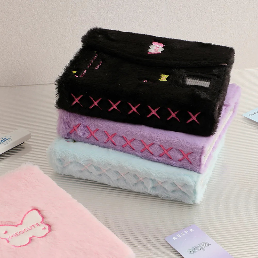 Cartoon Plush A5 Kpop Binder Photocard Holder Idol Photo Album Photocards Collect Book Kawaii School Stationery Picture Albums