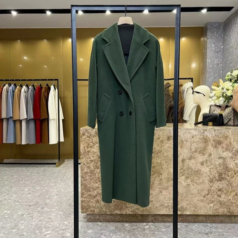 101801 Italy imported double-sided cashmere coat for women medium and long 2025 new original woolen coat for women