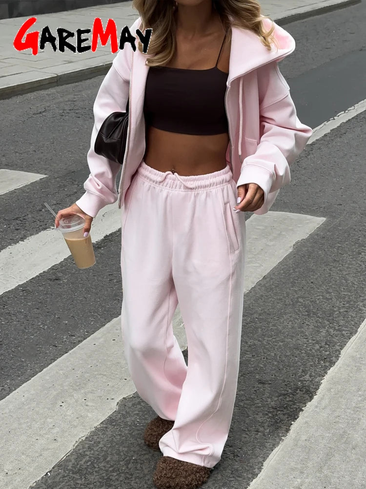 Beautiful Women's Tracksuits with A Zipper and A Hood Trousers Pink Two Piece Set Women Blue Classic Pant Sports Suit for Spring