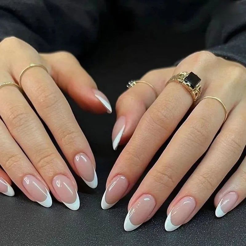 24Pcs Almond Press on Fake Nails Wearable Red Purple Blusher Halo Design False Nails Acrylic Full Over Simple Fashion Nail Tips