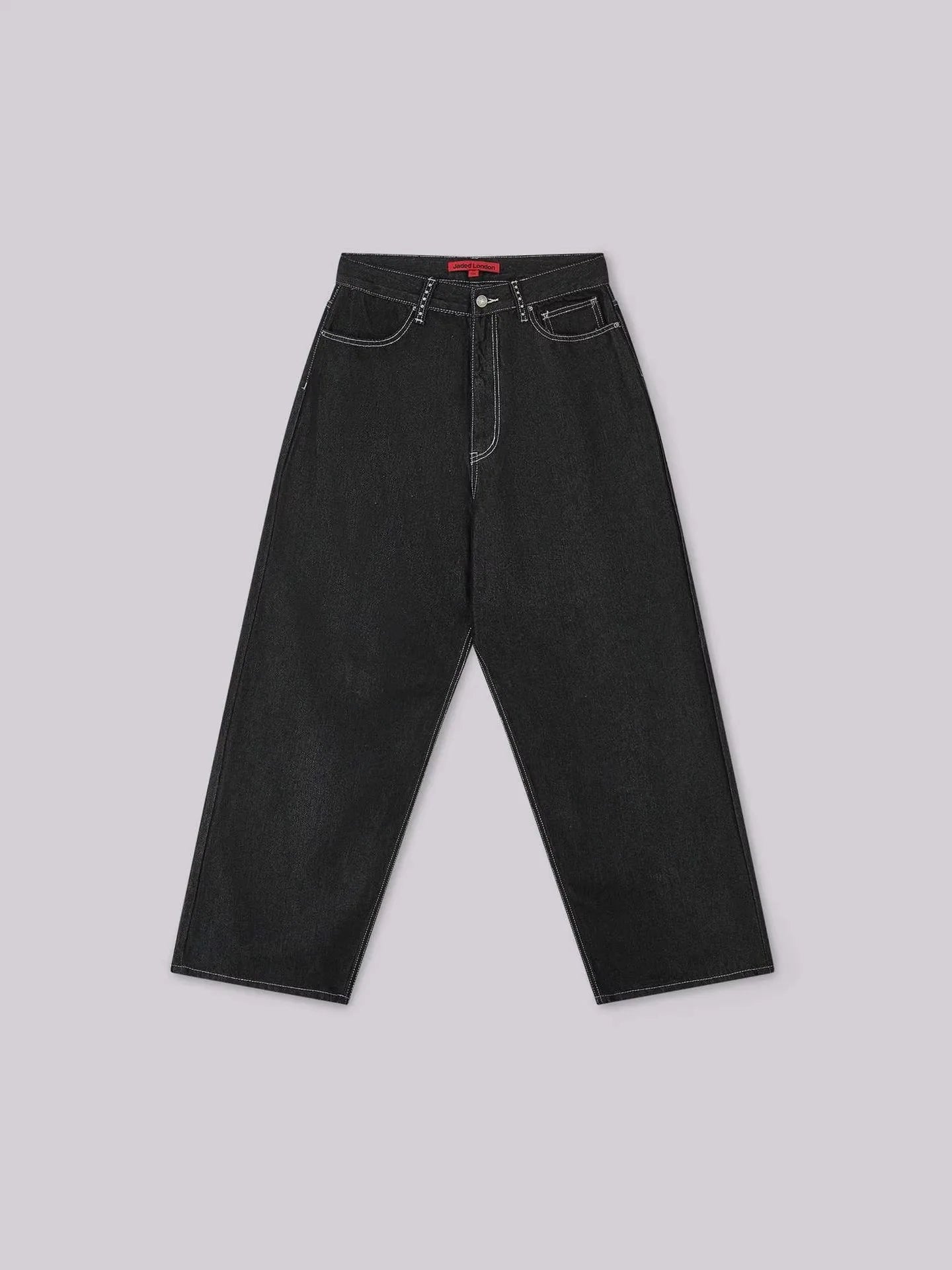 Gothic Cross Rhinestone Wide Leg Jeans Unisex Black Denim Pants Pink Wing Embroidery Oversized Streetwear Y2K Trousers
