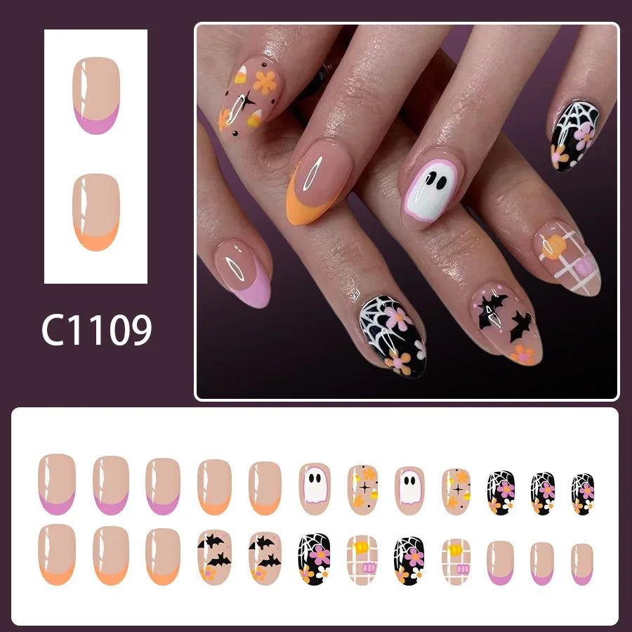 24pcs Cheap Love Wear Nail Almond Medium Press on Nails Cute Removable Beige Long False Nails Summer Korean Removable Nail Art