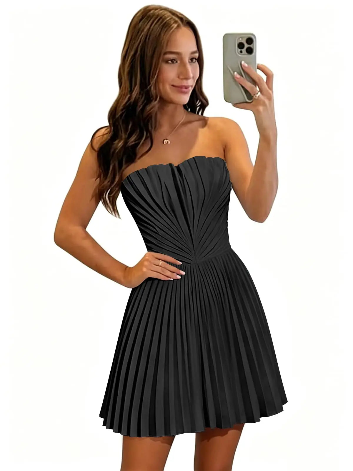 Customized Satin Pleated Short Homecoming Dresses For Teens 2026 Short Strapless A-Line Mini Cocktail Party Dresses