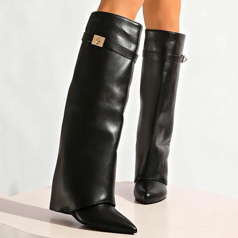 PU Leather Knee High Boots | Meri