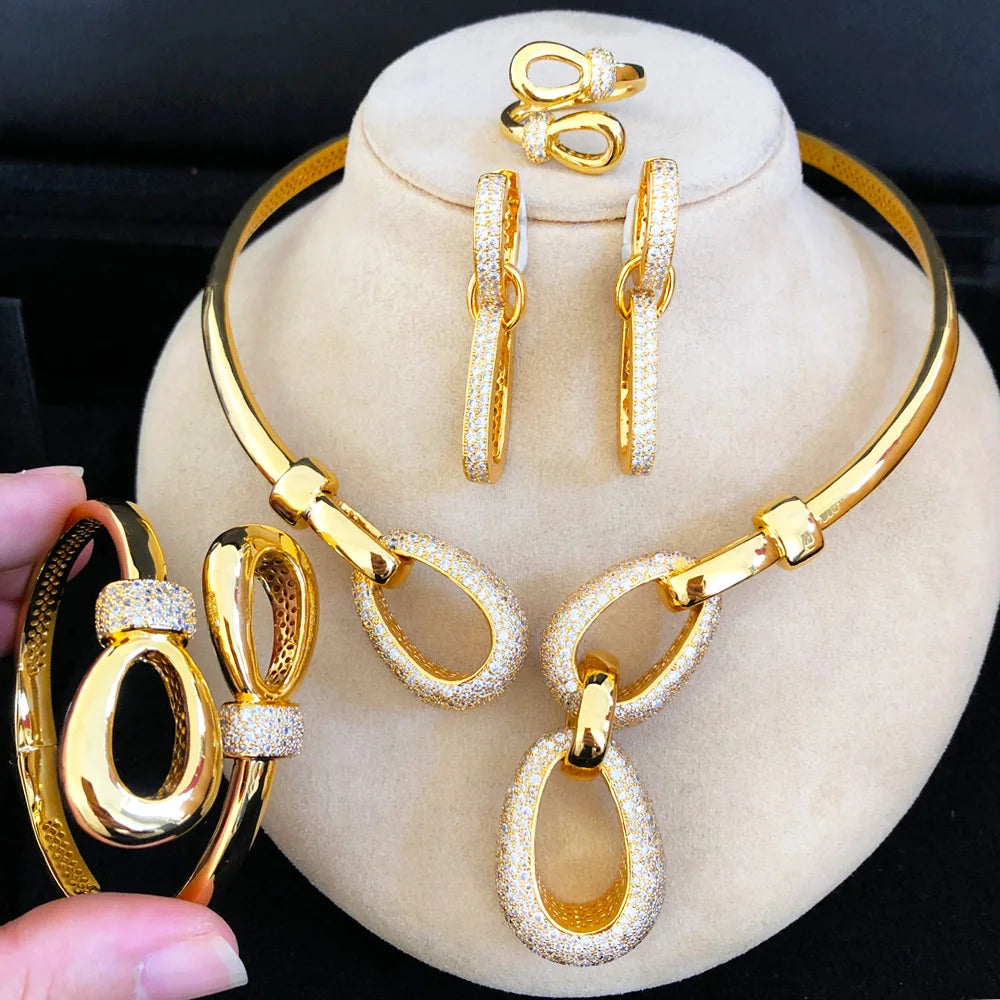 GODKI New Charms Lariat  African Cubic Zircon CZ Nigerian Jewelry set For Women Wedding Dubai Bridal Accessory