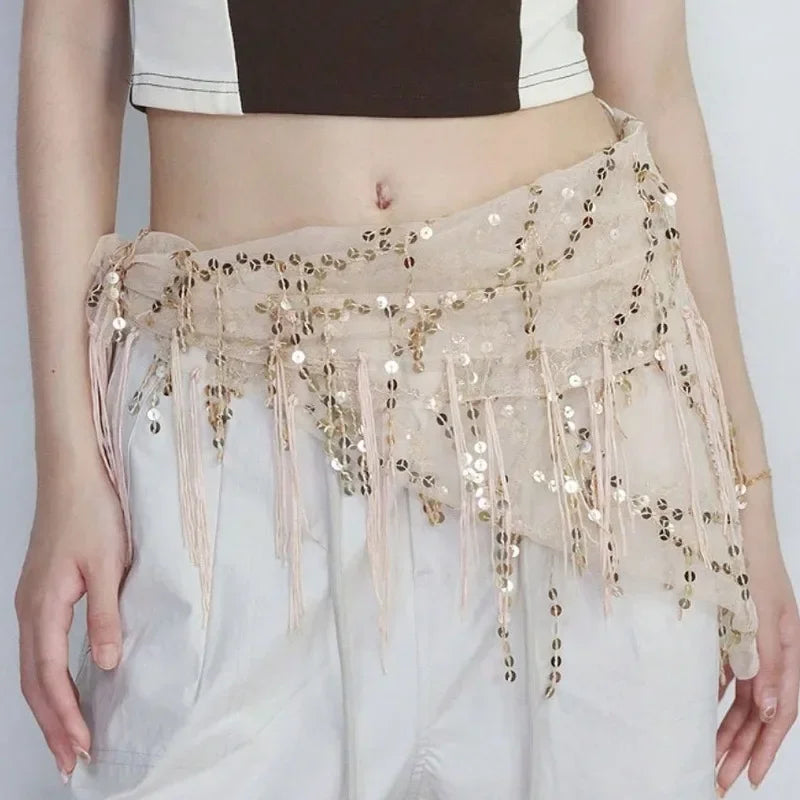 1pc Belly Dance Hip Scarf Chiffon Skirt Wrap Professional Scarf Skirt Costume with Coins for Yoga Belly Dancing,Autumn,new years