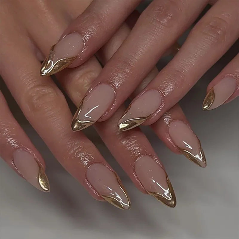 24Pcs Almond Press on Fake Nails Wearable Red Purple Blusher Halo Design False Nails Acrylic Full Over Simple Fashion Nail Tips